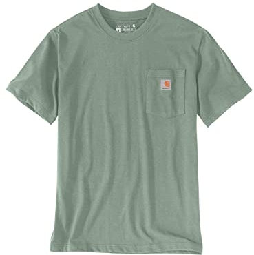 Carhartt Men's Relaxed Fit Heavyweight Short-Sleeve K87 Pocket T-Shirt, Jade Heather, XS