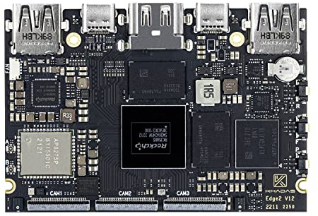 Khadas SingleBoard Computer Edge2 RK3588S ARM PC, con CPU a 8 core a 64 bit, GPU ARM Mali-G610 MP4, 6 Top AI NPU, Wi-Fi 6, Bluetooth 5.0, Display e decoder HD 8K, UI 4K e 4 display indipendenti 8+32GB