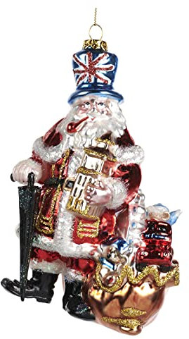 Goodwill Christbaumkugel-Weihnachtsmann mit Geschenken Rot-Blau 17,5 cm