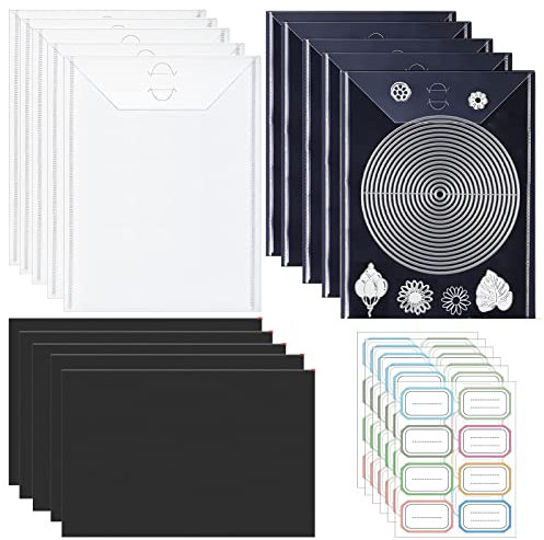 20-teiliges Set Aufbewahrungsbeutel und magnetische Blätter 10 transparente Kunststoff Aufbewahrungsbeutel und 10 weiche Gummi-Magnetbögen für Stanzformen Briefmarken Handamde Handwerk Aufbewahrung