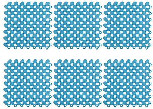 Tyenaza Tappetini da Bagno ad Incastro, 6 Pezzi, Piastrelle Antiscivolo, 20 x 20 cm, in PVC Morbido, con Giunzione modulare, Cuscino, Piastrelle Ventilate per Cucina, Bagno, Doccia, Piscina (Blu)