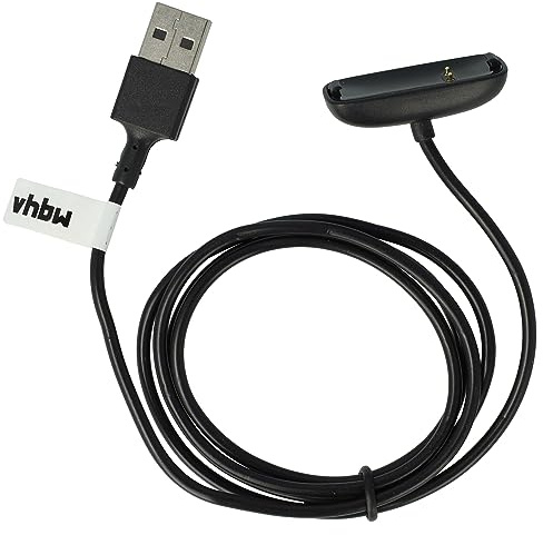 vhbw USB Ladekabel kompatibel mit Fitbit Inspire 2 Smartwatch Fitnesstracker - Ladestation Schwarz, 100 cm