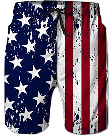 Ahegao Herren-Badehose, schnelltrocknend, 3D-Druck, Strand-Shorts mit Taschen, cooles Netzfutter, Badeanzüge, 2a4 USA-Flagge, XL