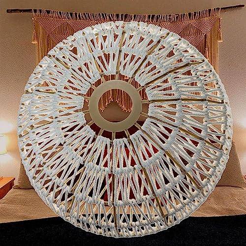 Abat jour en rotin en Rotin Boho Tissé À La Main, Abat-Jour De Remplacement pour Lustres Lampadaire Suspension Suspendue Abat Jour en Osier pour Îlot De Cuisine,Chambre,Restaurant,Salle À Manger