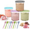 Creami Tubs para ninja, 4 piezas de recipientes de hielo reutilizables, pin de repuesto y tapa con 8 cucharas para máquina de hielo Ninja accesorios (16 onz)