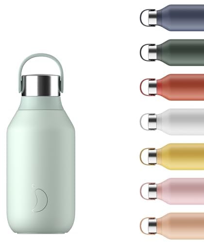 Chilly's Series 2 Gourde - Bouteilles isothermes en Acier INOX avec Double paroi, col Souple et poignée de Transport - Lichen Green, 350ml