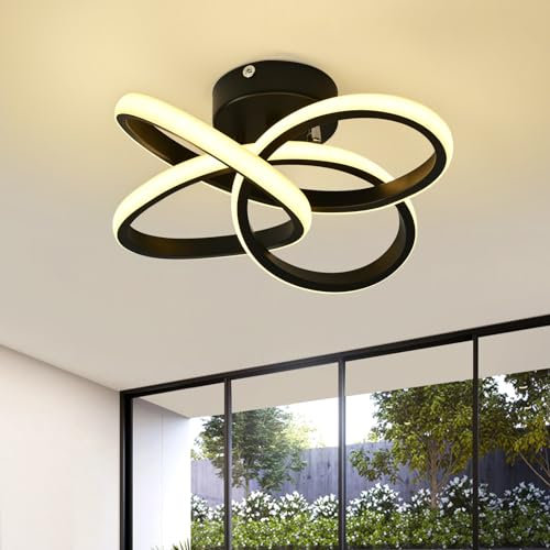 Deckenlampe,36W LED Deckenleuchte,3000K Modern Kreative Minimalistische Deckenlampen,Deckenbeleuchtung Lampen für Balkone Flurgarderobe Schlafzimmer Badezimmer Flur Keller Küche Gang Balkon Schwarz