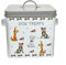 Darthome Dog Treats Tin 22cm Grey Lid Metal Square Cute Puppy Crew Pet Food Storage Container