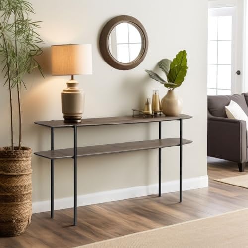 Wohnando Konsolentisch, 33x75x120cm Console Table, Pinienoptik & Metall