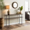 Wohnando Konsolentisch, Console Table Alexandros, 33x75x120cm Beistelltisch schmal, in Holz Dekor Pinienoptik, Schwarze Metallbeine, Skandi - Industrie Mix, Flurtisch