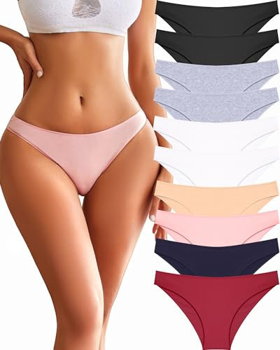 FINETOO Lot de 10 sous-vêtements Femme Coton sous-vêtements Respirants Slip Hipster Panties Confortable Ensemble Femme Sexy Multipack taille M