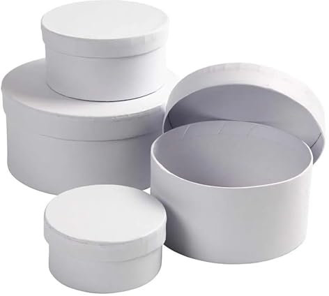 CREATIV DISCOUNT Schachteln/Geschenkkartons rund, 4er Set, H 4+5+6+7 cm, Ø 8+10+12+14 cm