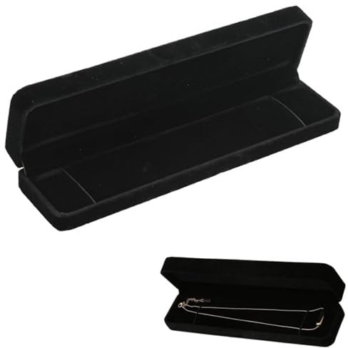 Vexquivera Jewelry Gift Box - Rectangle Velvet Display for Bracelet, Pendant, Long Chain, Necklace - Engagement, Thanksgiving, Birthday, Mother's Day, Xmas