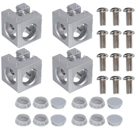 QUARKZMAN 4Set 30x30x30mm Angolo a 3 Vie, Cubo di Supporto in Lega di Alluminio per Profilo di Estrusione in Alluminio Serie 3030 con Viti