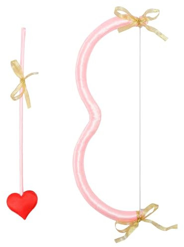 iEFiEL Amor Kostüm Zubehör Set Amor Bogen Herz Pfeil Bunt Bow Arrow Cupid Amor Liebesgott Cosplay Karneval Fasching Valentinstag Party Rosa One Size
