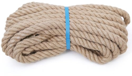 Meidansini Juteseil, Natürliches Hanfseil, DIY Verdrehtes Manilaseil für Handwerk, Gartenarbeit, Klettern, Hängematte, Nautisch, Tauziehen, Geländer, Innen- und Außendekoration (14mm x 10M)