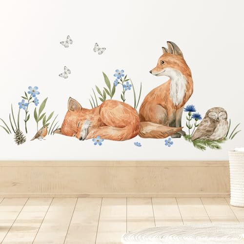 Mica-Mica Waldtiere Wandtattoo fürs Kinderzimmer, Wanddeko, Wandsticker (Large, Füchse)