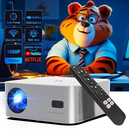 【Netflix Officiel/Auto Focus】 Vidéoprojecteur Full HD 1080P avec BT 5.2, Projecteur Intelligent WiFi Double Bande 5G+2,4G, 550 ANSI Correction Automatique du Trapéze Projecteur Netflix Officiel