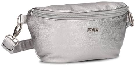 Zwei Damen Hip Bag Mademoiselle.M MH4 Bauchtasche 25 cm 1 Liter aus hochwertigem Kunstleder, Crossbody Bag wasserabweisend, 3-in-1 Bequeme Brusttasche, Gürteltasche & Hüfttasche (Silver)