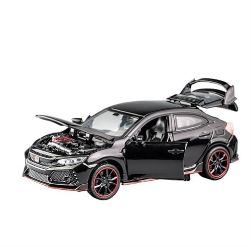 EMRGAZQD Motorfahrzeuge Replika Auto 1/32 Für Honda Civic Type R Mit Pullback Maßstab Metall Rennwagen Modell Miniatur Druckguss Fahrzeuge Originalgetreue Nachbildung(Black)