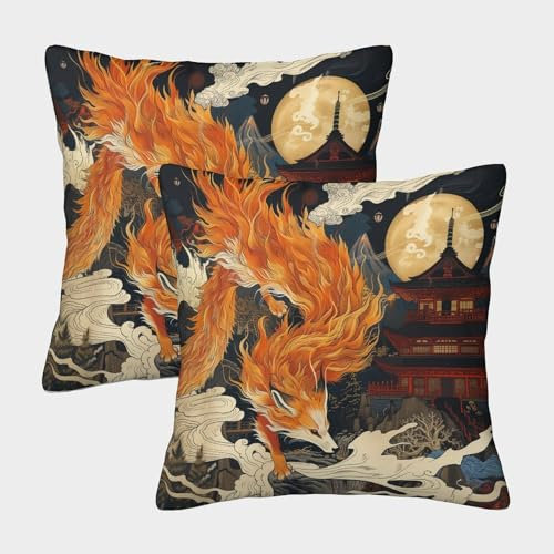 FPAKAKIIE Fuchs dekokissen 2er Set Kissenhülle Zierkissen für Sofa Couch Wohnzimmer Schlafzimmer Büro Home Decor 45x45cm