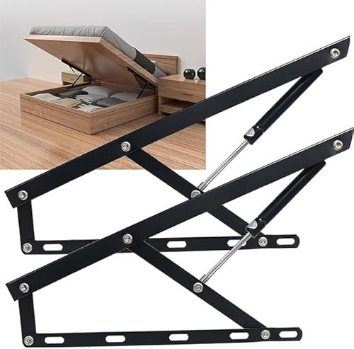 Folding Bed Lifting Mechanism Gas Strut Lift Support Bed Box Hinges Lift Pneumatic Support Sofa Bed Storage Lift Hinge Spring Mechanism for hinged recliners and beds with Bed Boxes(Black,800mm)