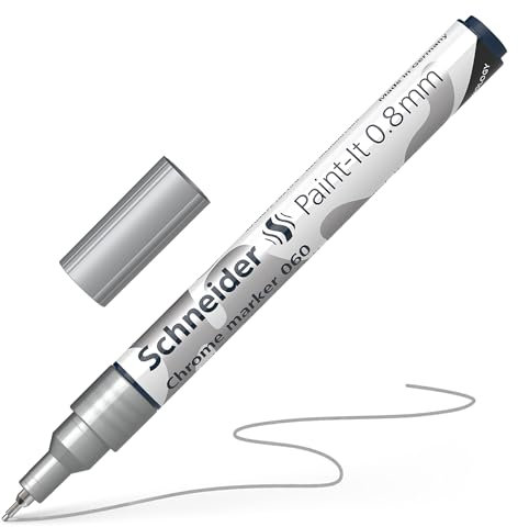 Schneider 060 Chrommarker (Strichstärke 0,8 mm, hochpigmenierte Tinte mit Spielgeleffekt, für viele Untergründe geeignet) 1 Stück chrom