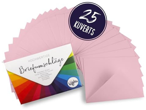Umschläge C6-25 Stück - Pastell Rosa - stabile Kuvert (100 g/m2) für Einladungen, Grußkarten - Briefumschläge 114X162 mm - Nassklebung ohne Fenster (Flamingo Rosa, 25 Stück)