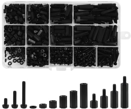 600PCS M3 Male Female Nylon Hex Spacer, Standoffs Screws Nuts Threaded Pillar Standoff Screws Spacers Washers Assorted Assortment Kit, for PCB Board Motherboard DIY Use