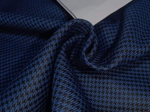 Schwerer Premium-Tweed-Stoff, kariert, 147,3 cm breit, erhältlich in sechs Ausführungen, blau und schwarz kariert