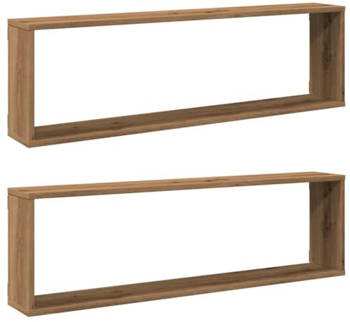 vidaXL Étagères Cube murales 2 pcs chêne Artisanal Bois ingénierie, Stockage en Forme de Cube, Organisateur en Forme de Cube, étagère Flottante
