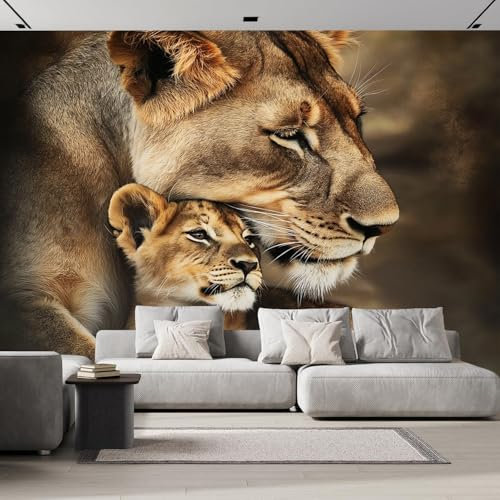 ANALTIRCE Yellow Lion 3D Large Photo Wallpaper, African Lion Animal Wall Murals, Mural Photo Wallpapers for Living Room Bedroom TV Background Office Decor 177 in×124 in