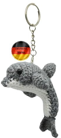 KEYSPACE Schlüsselanhänger Delfin Flipper - liebevolle Handarbeit gehäkelter Delfin Amigurumi - süßes Delfin Kuscheltier - Delfin Schlüsselanhänger cute niedlicher Delphin Anhänger - Delphin - Delfin