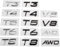ERAKAFZTTK Auto 3D ABS Stamm Buchstaben Logo Abzeichen Emblem Aufkleber Styling Aufkleber Passend for Volvo T3 T4 T5 T6 T8 V8 AWD XC40 XC60 XC90 S40 S60 S80 S90(Gloss Black,T4)