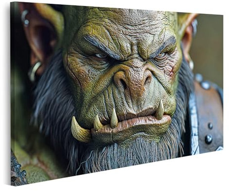 islandburner Prime Bild auf Leinwand Ork Krieger im Detail Porträt Bilder Wandbilder Poster