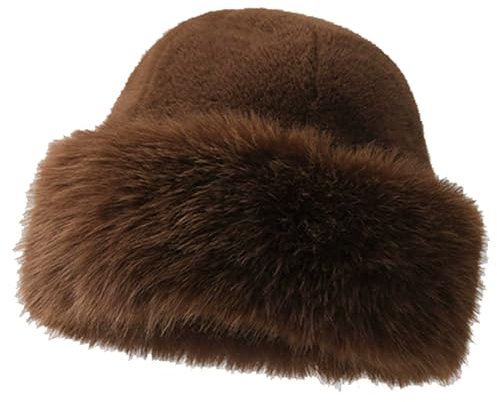 Générique Faux Fur Bucket Hats for Women, Womens Winter Faux Fur Bucket Hat, Fluffy Bucket Hats for Woman (G,30)