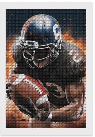 Cooles American Football-Diamant-Kunst-Set für Erwachsene, Diamantkunst, Diamant-Malerei, 5D-Diamant-Malerei-Set für Erwachsene, Edelsteinkunst, quadratisch, 20,3 x 30,5 cm