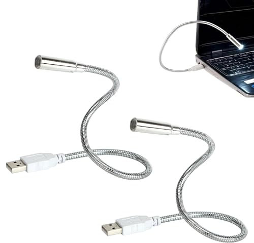 Lampe D'ordinateur Flexible à LED, Mini Lumières USB Pour Clavier, Lampe USB Flexible, 2 Pièce Pour Ordinateur Portable, Éclairage D'intérieur (Argenté)