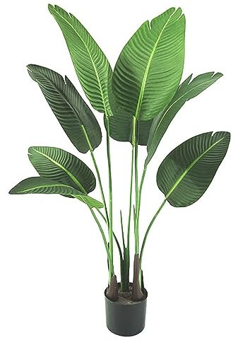 WOTZOV Künstliche Bäume, 47 Zoll, künstlicher Bananenbaum, realistischer Simulationsbaum für die Innen- und Außendekoration, Kunstbaum, feines Dekor