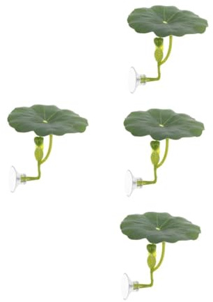 4 piante acquatiche verdi artificiali per acquario, decorazioni per aiuole di loto, piante galleggianti artificiali, foglie di loto, nascondiglio, letto, foglie, decorazioni per acquario con ventosa