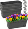 PECZEKO Blumenkasten-Set aus Kunststoff, Pflanzkasten für Blumen und Kräuter, Widerstandsfähiger Balkontopf, Pflanzkübel für Balkon 4 Pack Anthrazit, ø 40 cm