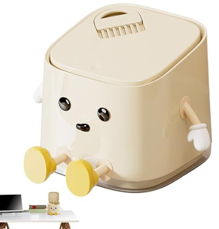 Générique Poubelle De Bureau - Ouverture Par Pression - Petite Poubelle Avec Couvercle Anti-Odeur Compacte Pour Salon & Salle De Bain