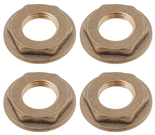 EMSea 4 Stück 1/4 Zoll BSP Messing Flansch Rückmutter 11,5 mm Innengewinde Sechskant Rückmutter für Waschbecken Waschbecken Waschbecken Abfluss