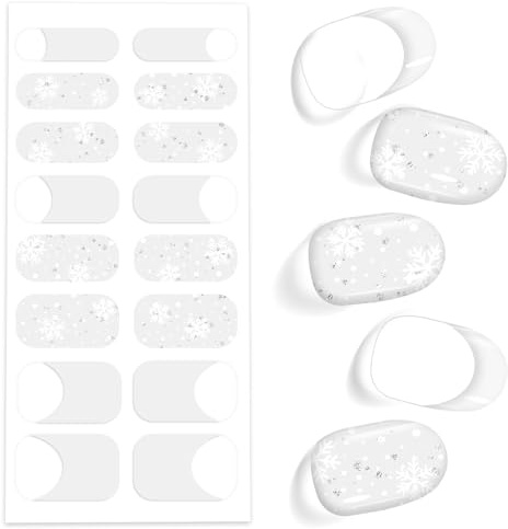 JSRQT Gel Nagellack Aufkleber Schneeflocke Cured Nail Strips Nagelfolie Selbstklebend Transparent Glitzer UV Nagelfolien Sticker Weihnachten Streifen Nageldesign Zubehör für Frauen Mädchen Härtend