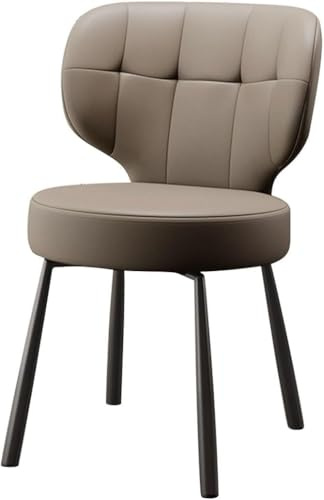 BAKULI Armloser Mid Century Side Kitchen Dining Chair Leder Make up Stühle Niedrige Geschwungene Rückenlehne Runder Gepolsterter Sitz(Light Curry)