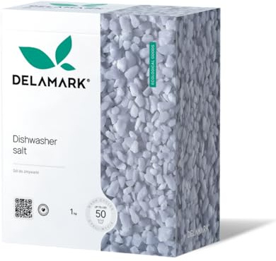 DELAMARK diskmaskinssalt regenereringssalt 1 kg – kalkskydd och bättre rengöringsprestanda, grovkorn, för alla diskmaskiner