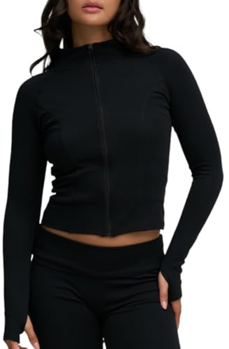 creamy fabrics Damen Cotton Body Fitted Zipper Jacke – Slim Fit Loungewear Jacke aus Baumwolle für Alltag, Reisen und entspannte Tage zuhause