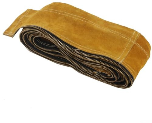 Flame-Retardant Cowhide Leather Welding Torch Cable Cover for TIG/MIG – 25 ft Length, 4 in Width, Heat-Resistant & Abrasion-Proof Protective Sheath(3.5M)