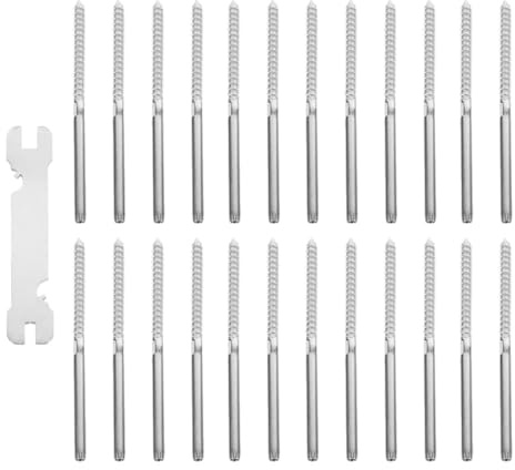 Garneck Vis à Sertir Inox pour Garde-corps de Terrasse – Kit 25 Pcs – Quincaillerie pour Rampe D'escalier en Bois, Vis de Reliure Acier Solide, Installation sans Tendeur, Kit Câble