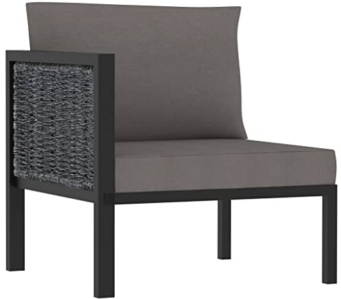 FWIKDUN Sofa-Eckelement mit Rechter Armlehne aus Poly Rattan in Anthrazit, Gartenmöbel für Innen- und Außenbereich, Modulares Lounge-Sofa mit Aluminiumrahmen und Polsterkissen,